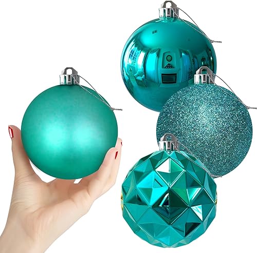 Vista 89 de GameXcel 18 Esferas Navideñas para Árbol de Navidad - Decoraciones de Árbol de Navidad Irrompibles Bola Colgante Mediana Azul Cielo 2.5 pulgadas x