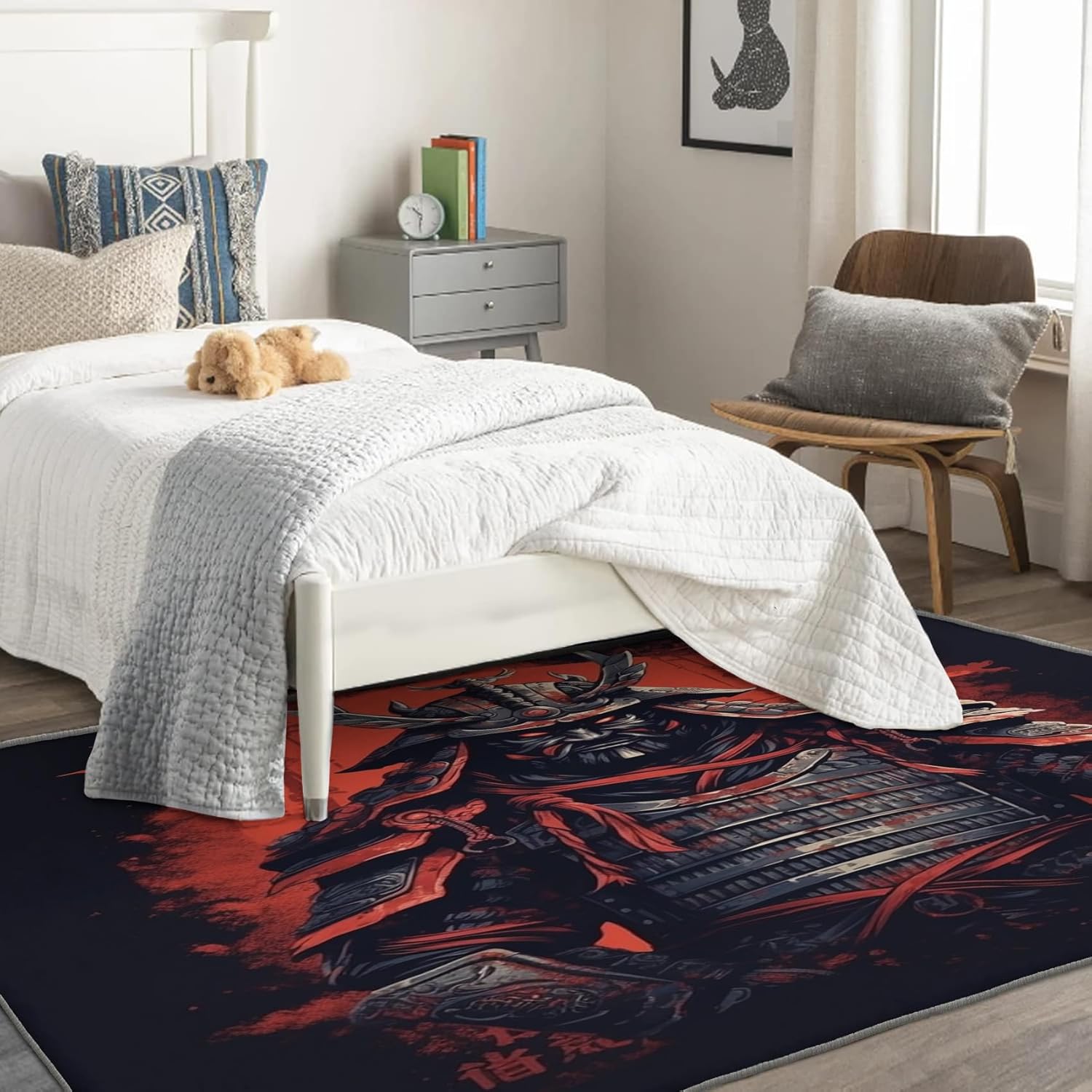 Japanese Samurai Rug, 2x3 Rug, Washable Rugs for Entryway Living Room Bedroom, Small Area Rug, Non Slip Soft Low Pile Indoor Door Mat Carpet & Home Decor