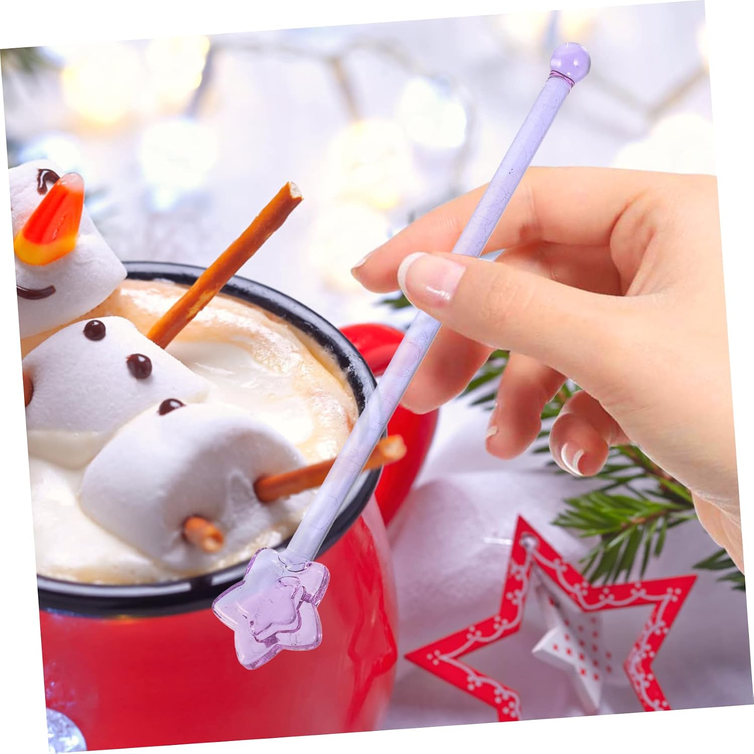 SOLUSTRE 2pcs Reusable Glass Stirring Sticks Creative Long-handled Coffee and Cocktail Swizzle Sticks Lightweight and Easy to Clean for Juices and Mixed Drinks