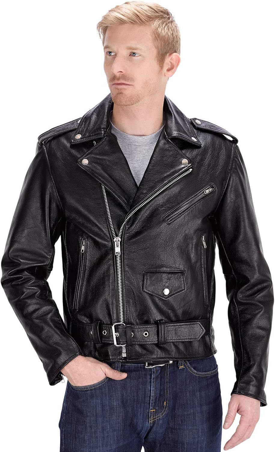 Nomad USA Classic Motorcycle Biker Leather Jacket for Men