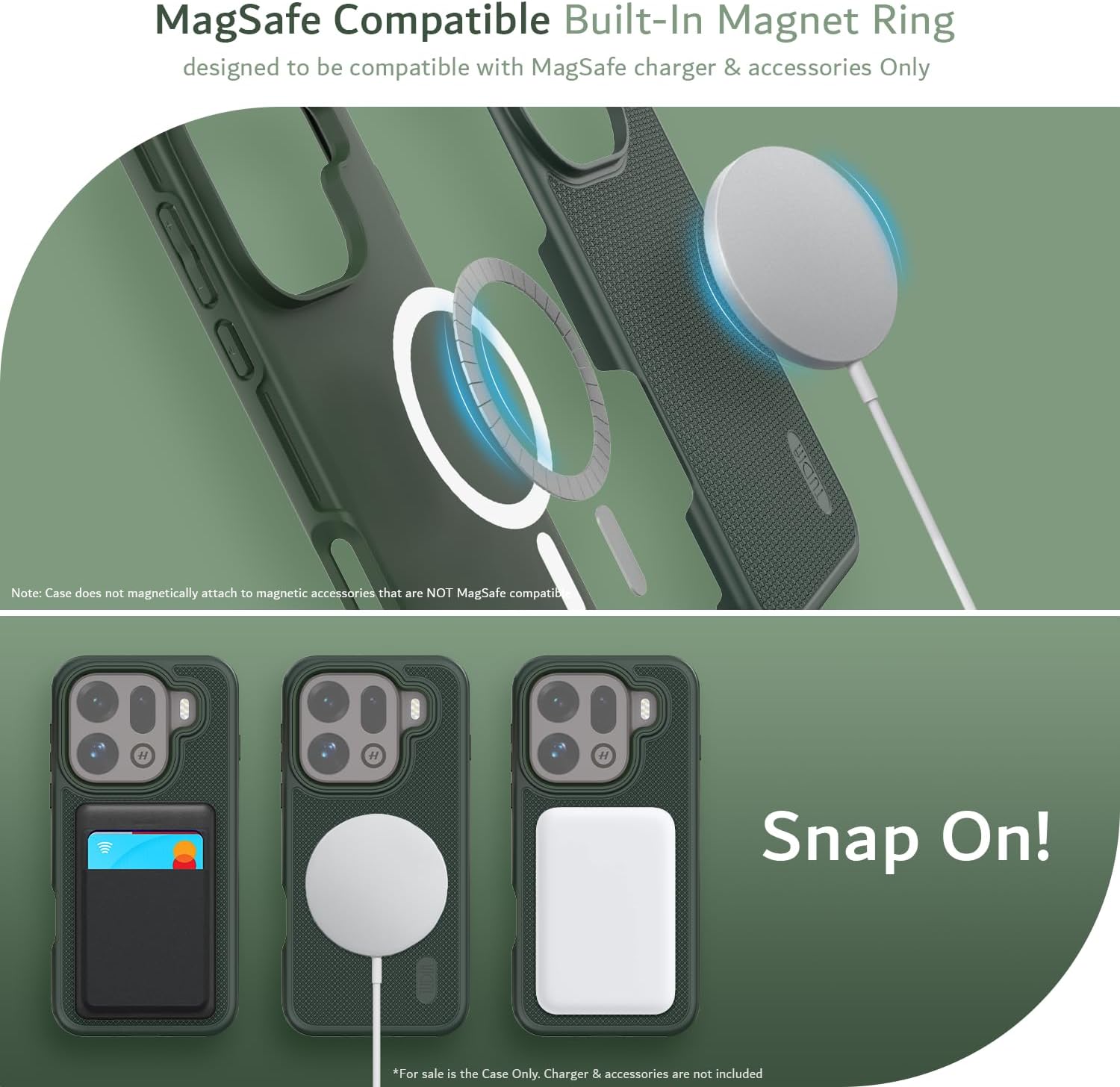 TUDIA MergeGrip [MagSafe Compatible] Designed for Oppo Find x9 Pro Case 5G - [Military Grade Drop Tested] Dual Layer Shockproof Slim Heavy Duty Tough Phone Cases Cover - Pine Green