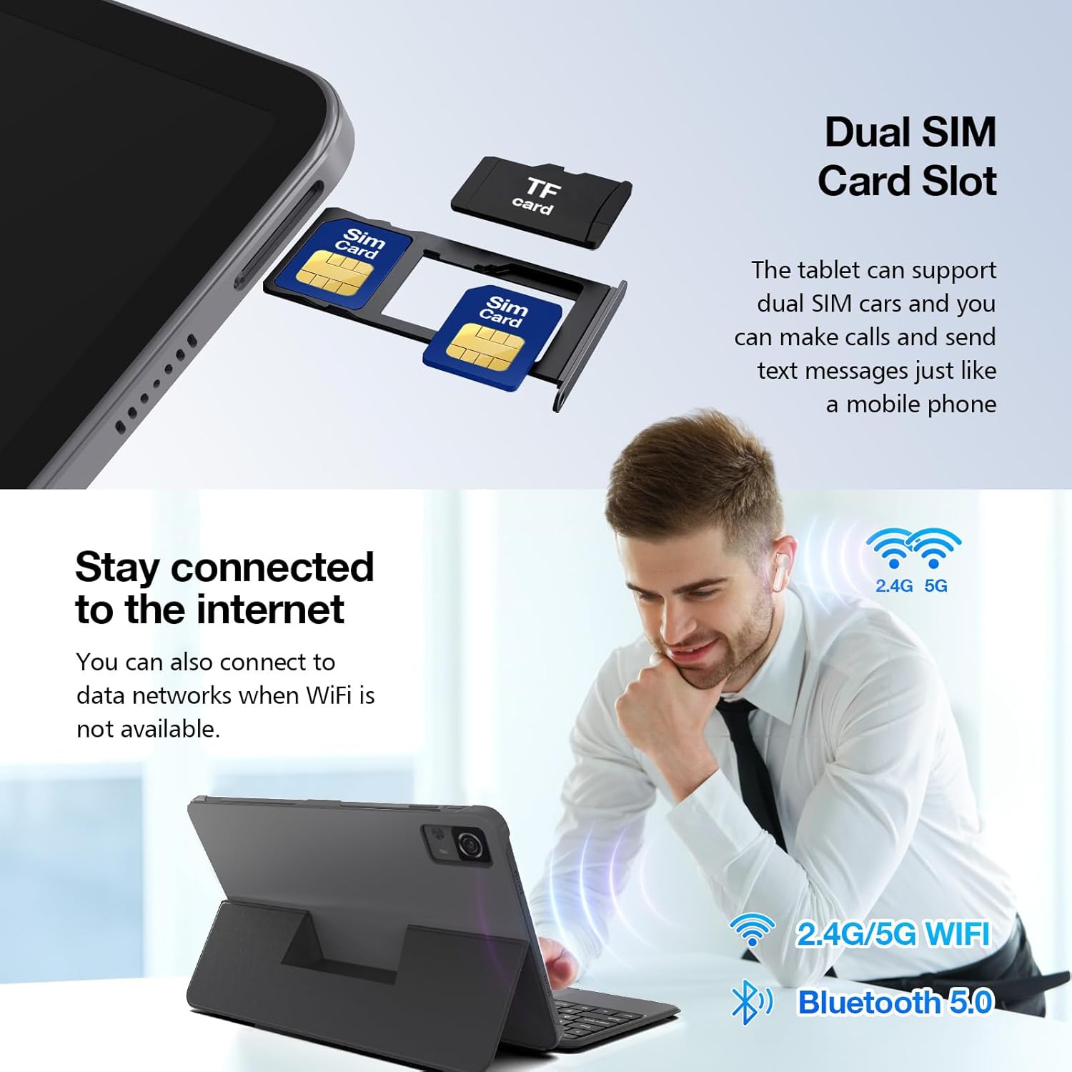 Slot pro dvě SIM karty v tabletu