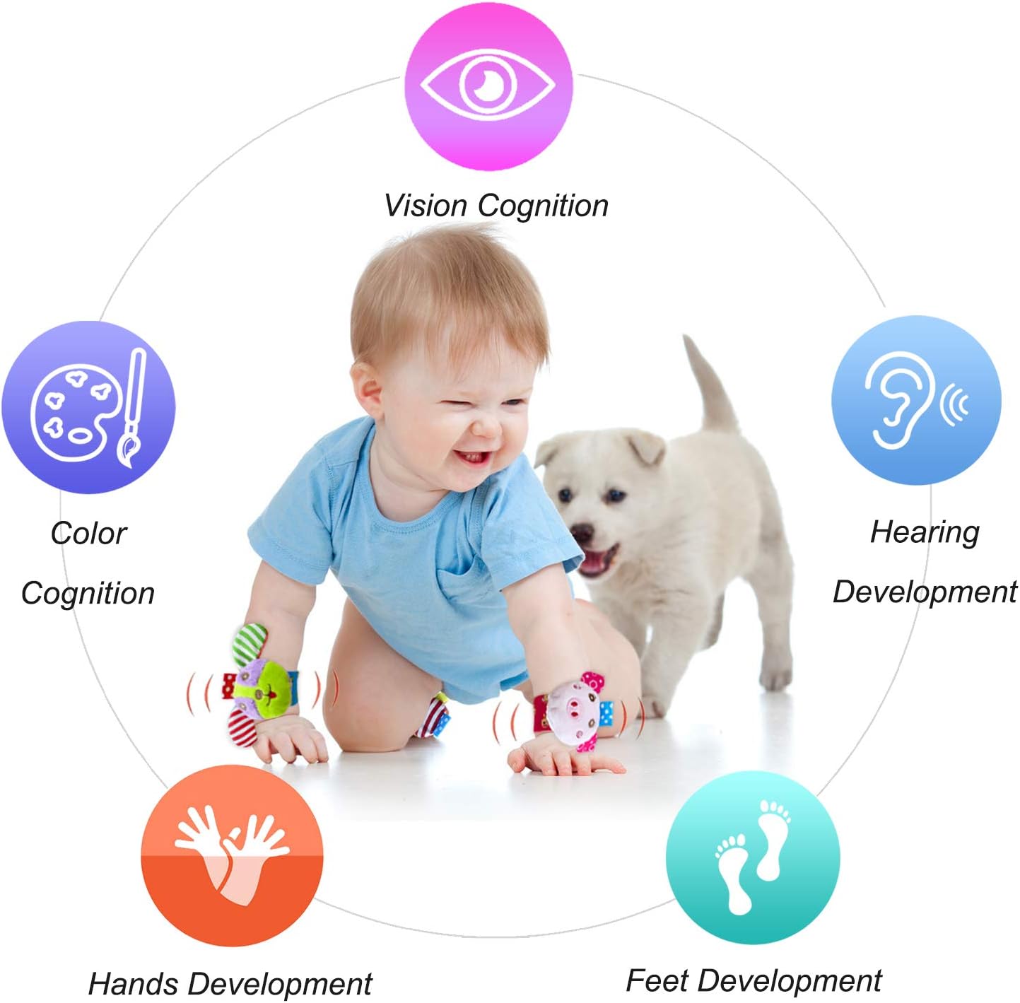LAMMAZ Baby Soft Rattle,Baby Infant Wrists Rattle and Foot Rattles Finders Socks Set,Hand Arm Rattle Ring,Feet Ankle Wear for Newborn Baby Boys & Girls : Toys & Games