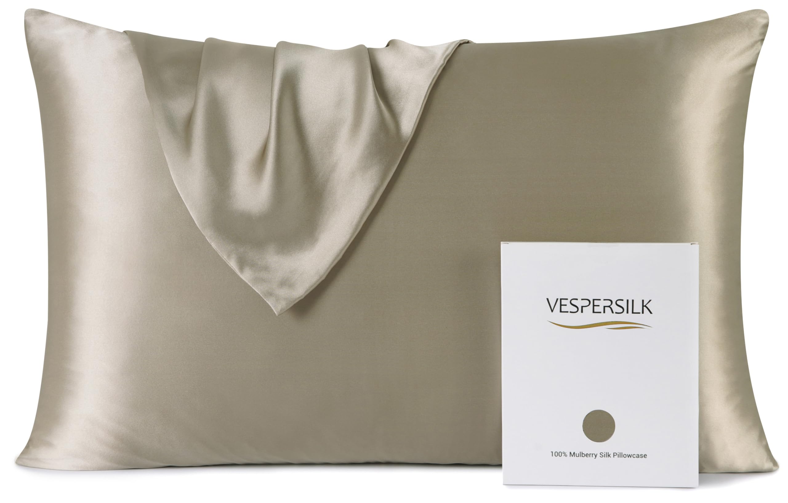 Vespersilk 100% Mulberry Silk Pillowcase for hair and skin Real Premium 19 Momme, Grade 6A Silk on Both Sides