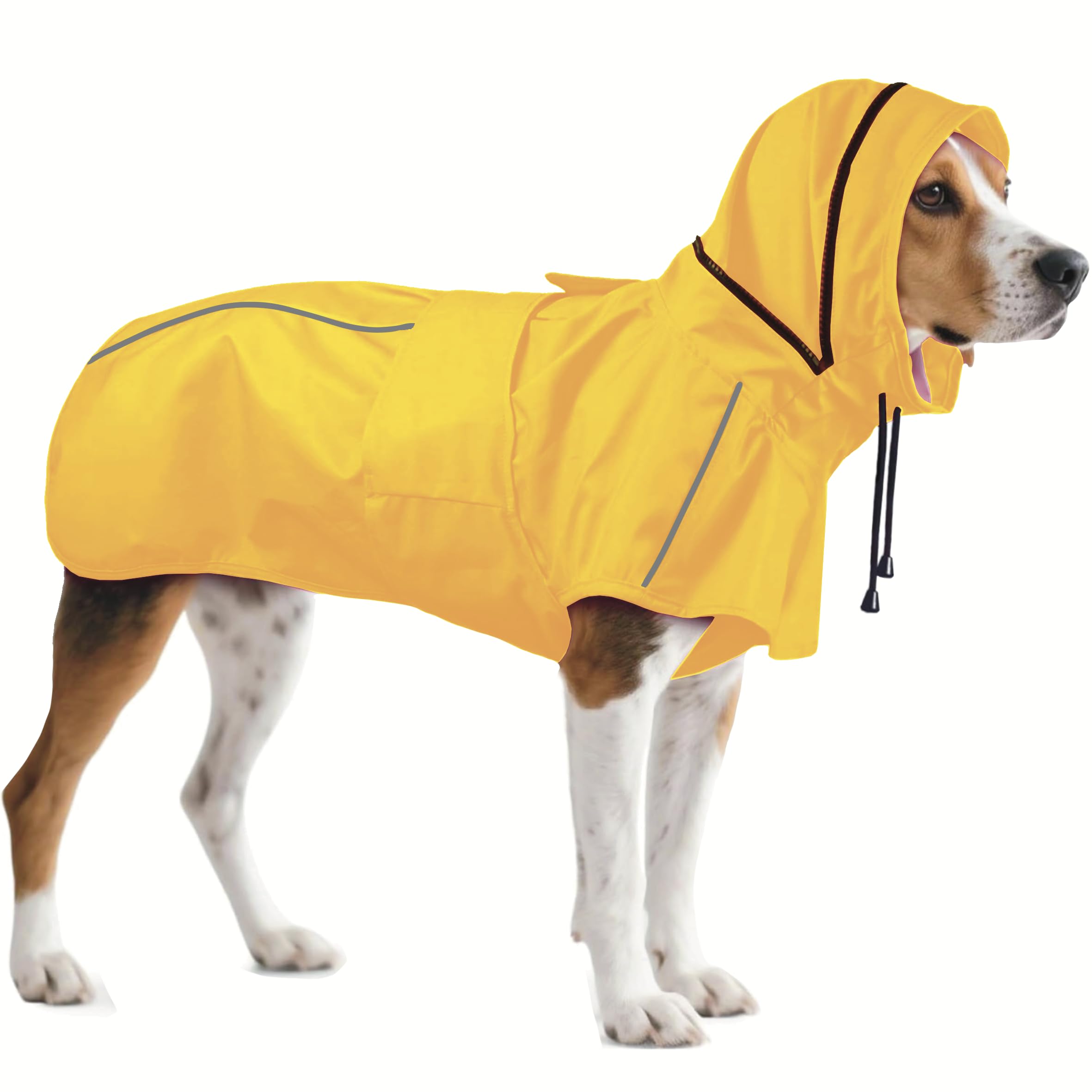 OUOBOB Adjustable Waterproof Dog Raincoat with Hood for Dogs Yellow 2XL — image 1