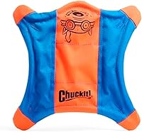 Chuckit! Flying Squirrel Fetch Toy for Medium Dogs - Floats in Water, Aerodynamic Glider, Durable Canvas 9.5 Inch Orange Blue