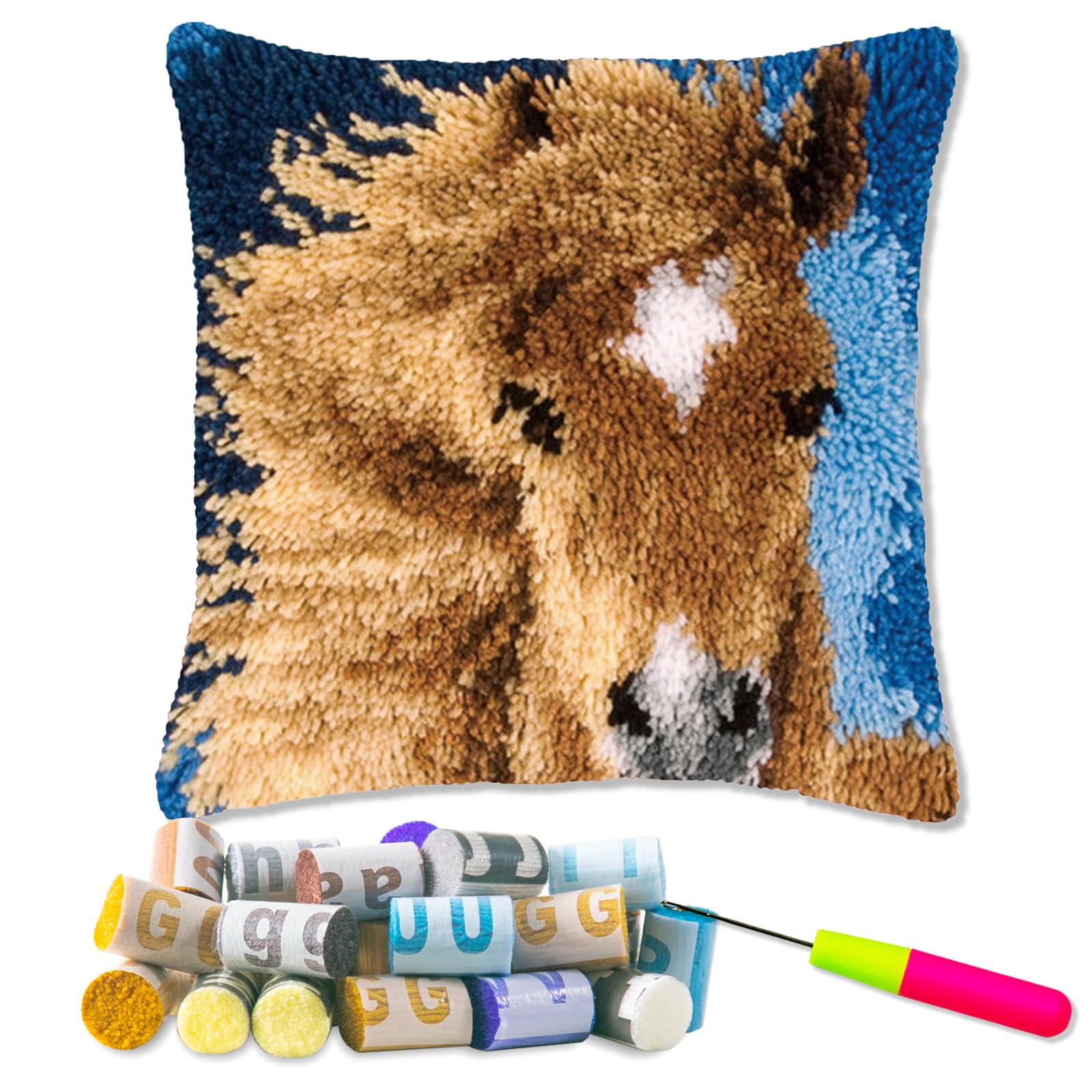 LDFHOIN Ensemble de coussins pour enfants et adultes – Avec crochets à nouer – Housse de coussin – Kit de fabrication à la main – Motifs animaux – Cadeau – 43 x 43 cm LDFHOIN Ensemble de coussins pour enfants et adultes – Avec crochets à nouer – Housse de coussin – Kit de fabrication à la main – Motifs animaux – Cadeau – 43 x 43 cm