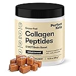 Perfect Keto Collagen Peptides Protein Powder with MCT Oil, Hydrolyzed Collagen, Type I & III Supplement, Gluten Free Grass Fed, Low Carb, Keto Coffee Creamer, Collagen for Women & Men, Salted Caramel