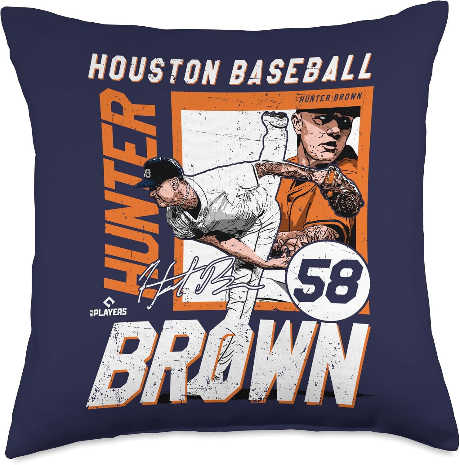 Hunter Brown | Houston MLB Baseball Players | MLBHBR203M Throw Pillow