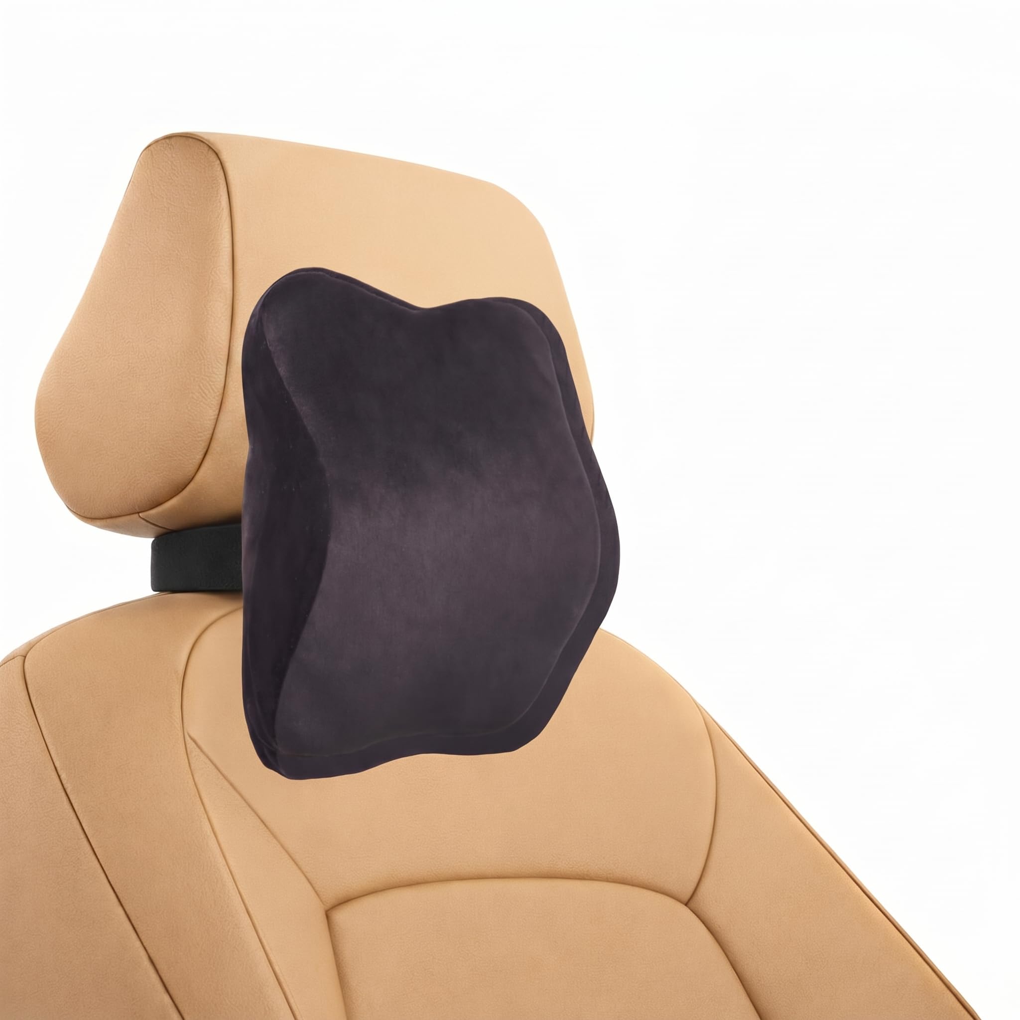 Car Neck Pillow with 100% Pure Memory Foam, Ergonomic Suede Headrest Cushion for Driving and Office Chair, Adjustable Strap for Cervical Support and Pain Relief, Universal Fit, Black-image-31