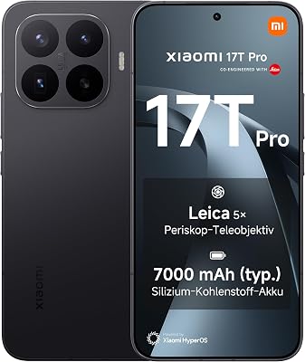 Xiaomi 17T Pro Smartphone 12+512 GB, 7000mAh, Leica 5X Telekamera, Mint Mobile/T-Mobile, Schwarz