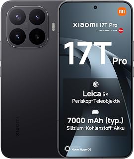 XIAOMI 17T Pro 12+512GB, Unlocked, 6,83" 144Hz, 7000mAh SI-C-Akku, Leica 5X Telekamera, 100W HyperCharge, Schwarz