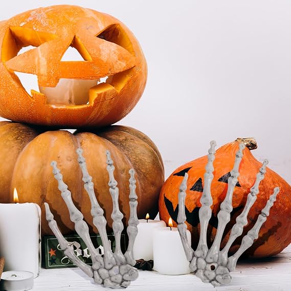 FOMIYES Halloween Skeleton Life Size 3Pairs Halloween Skeleton Hand, Looking Plastic Hands for Themed Party Decoration Props, Scary Props Decorations