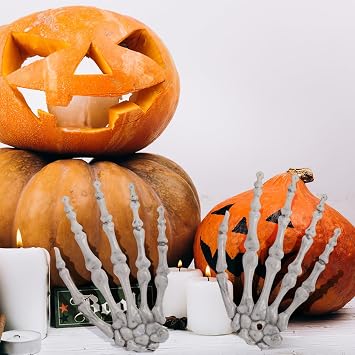 FOMIYES Halloween Skeleton Life Size 3Pairs Halloween Skeleton Hand, Looking Plastic Hands for Themed Party Decoration Props, Scary Props Decorations