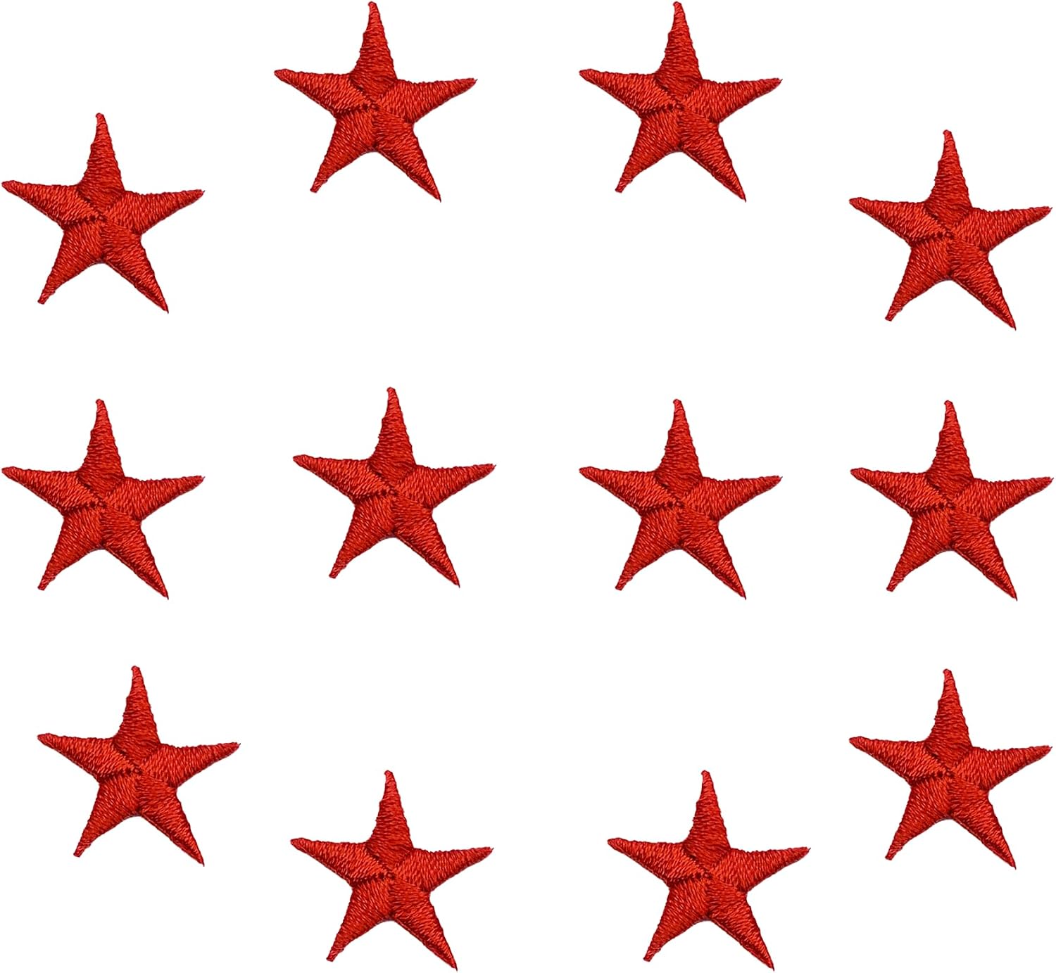 Red Star Embroidered Press-On Appliqué – 7/8” – Pack of 12 – Iron-On, Stick-On or Press-On