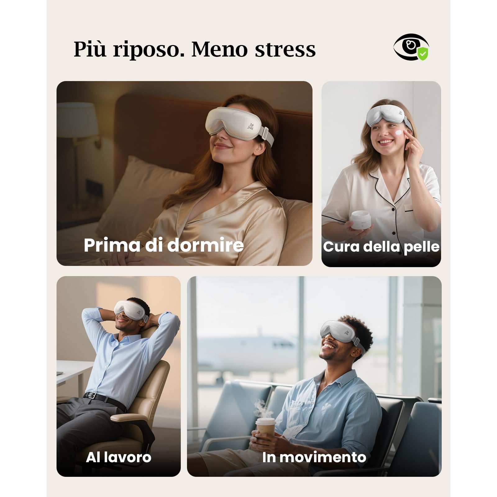 Bob and Brad EyeOasis 3, Massaggiatore per occhi con calore e pressoterapia per gli occhi, eye massager per emicrania, secchezza oculare e affaticamento, maschera per dormire, regalo per uomo e donna