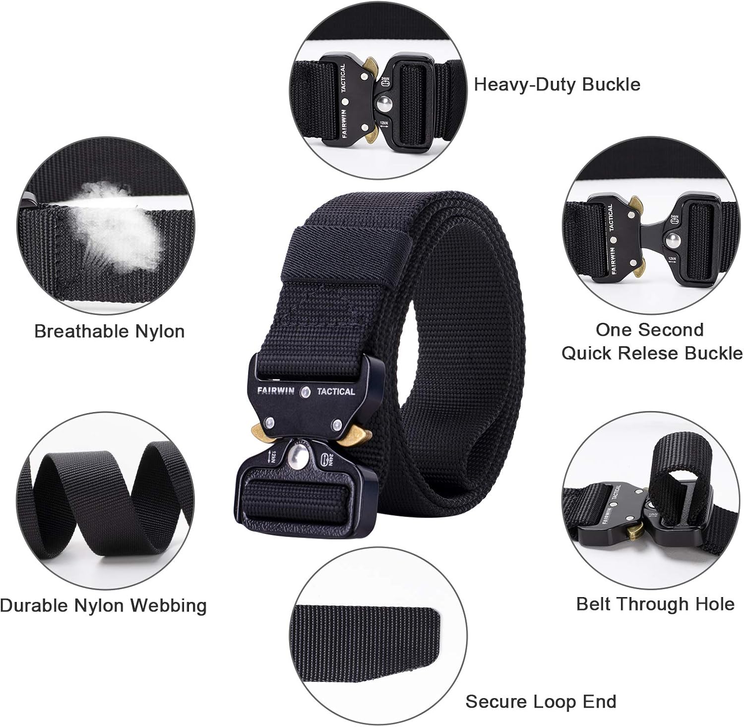 Fairwin Tactical Belt, Utility Belt 1.5" Military Nylon Work Belts for Men Heavy Duty : Clothing, Shoes & Jewelry