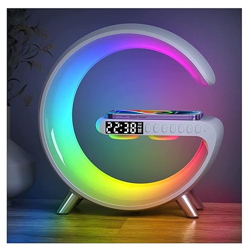 Smart LED Table Lamp, 4-in-1 Wireless Charger, Night Light, Alarm