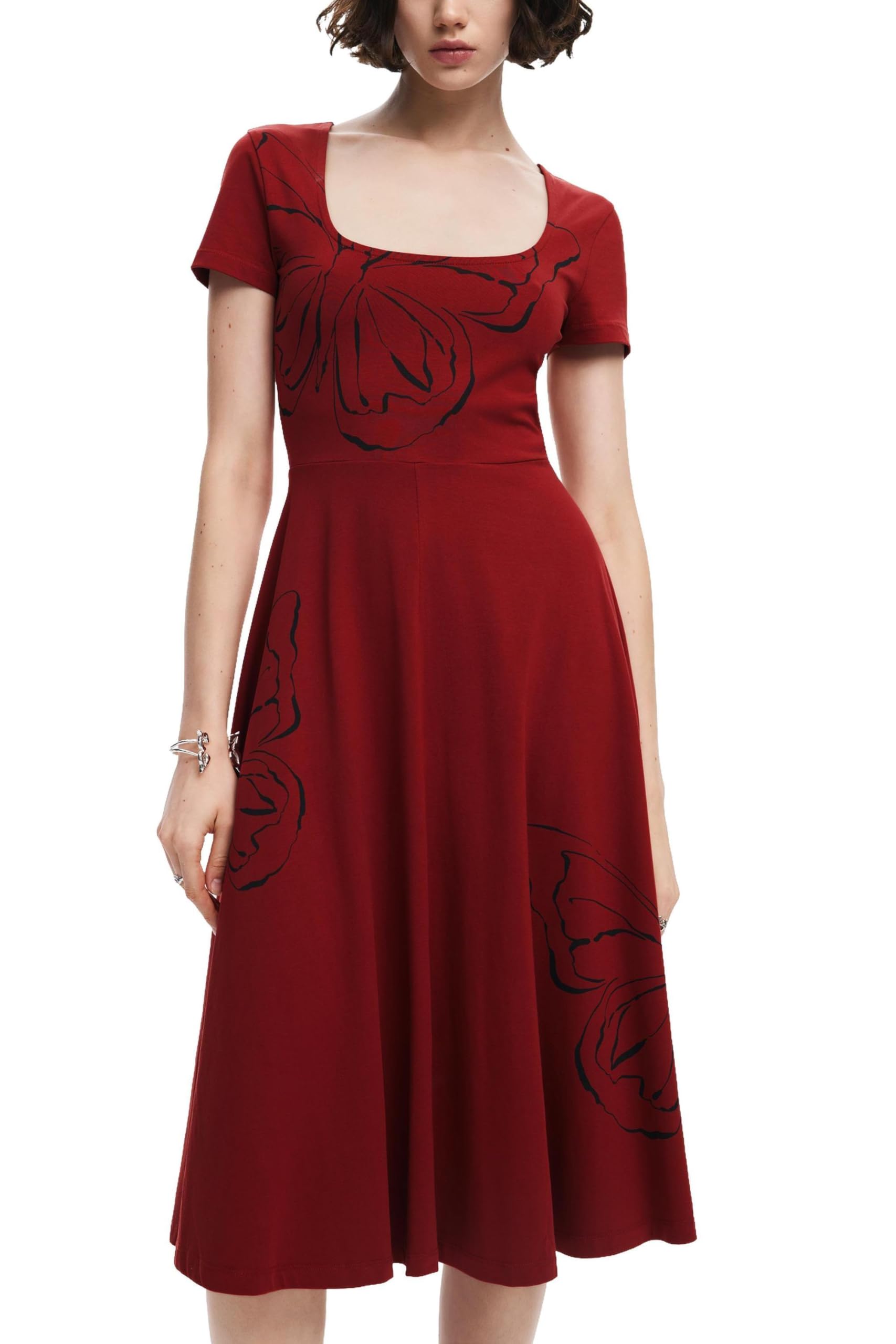 Desigual Vestido de Manga Corta para Mujer Vestido Mujer