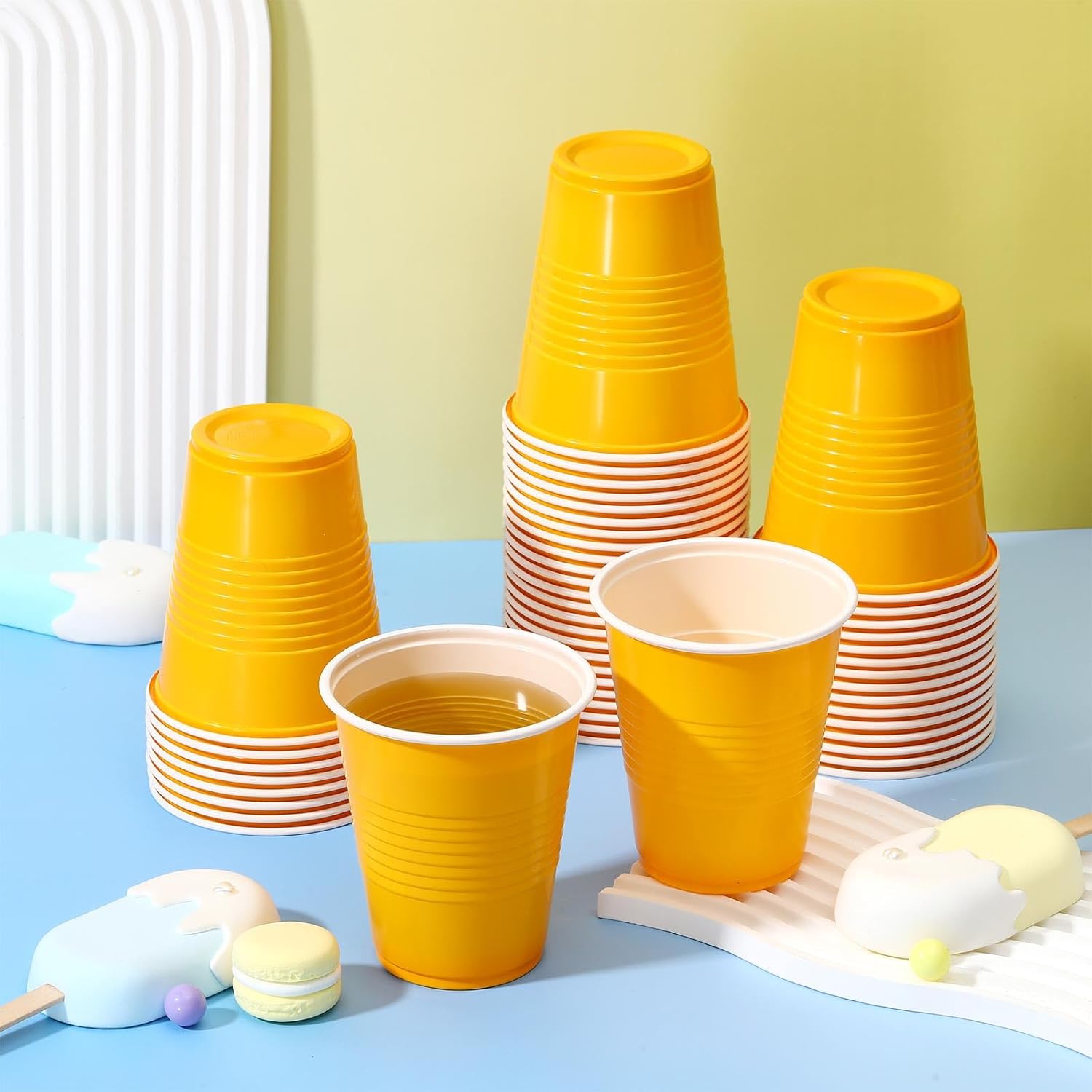 Pickmesh 50 Pack 12 oz Plastic Cups Valentine Disposable Cup Bulk for Valentine's Day Wedding Birthday Baby Shower New Year's Day Halloween and Festive Celebration Party Supplies(Yellow) - Image 4