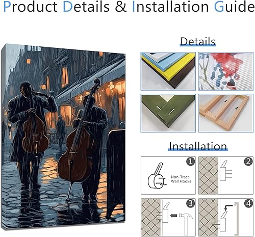 Miniatura 6 de Rubelike Lienzo decorativo para pared de banda de jazz, arte de pared de saxofón afroamericano, impresión de pinturas musicales, póster abstracto