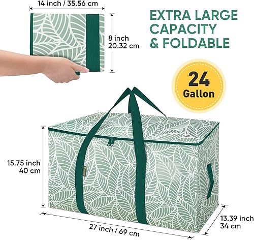 Miniatura 2 de BALEINE - Paquete de 2 bolsas de mudanza extragrandes, con asas reforzadas, bolsa de almacenamiento resistente para ropa, suministros de mudanza