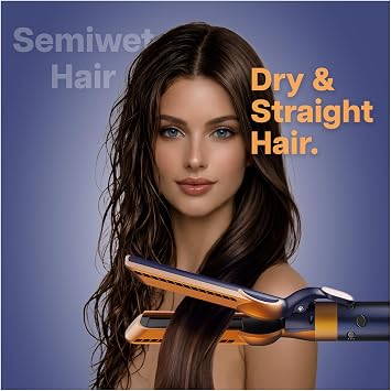 Hair Straightener Attachment for Dyson Airwrap by MMOBIEL – Compatible with HS01, HS05 & HS08 – Airflow Hair Styler for Drying & Smoothing Wet Hair, (Blue)