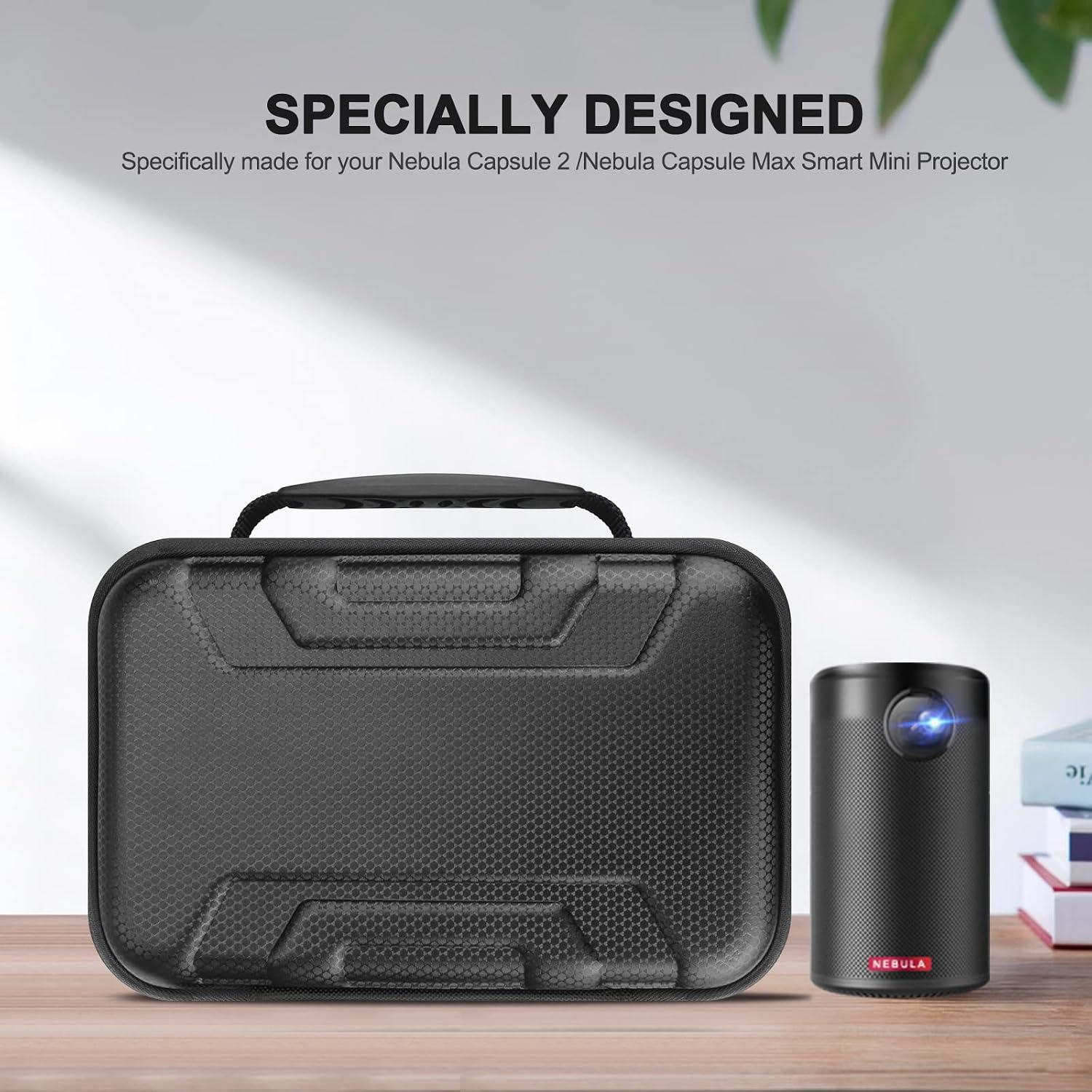 Esimen Hard Case for Nebula Capsule II/Nebula Capsule Max Smart Mini Projector by Anker and Remote Control USB Flash Drive Accessories Carry Bag Protective Storage Box (for Capsule II)