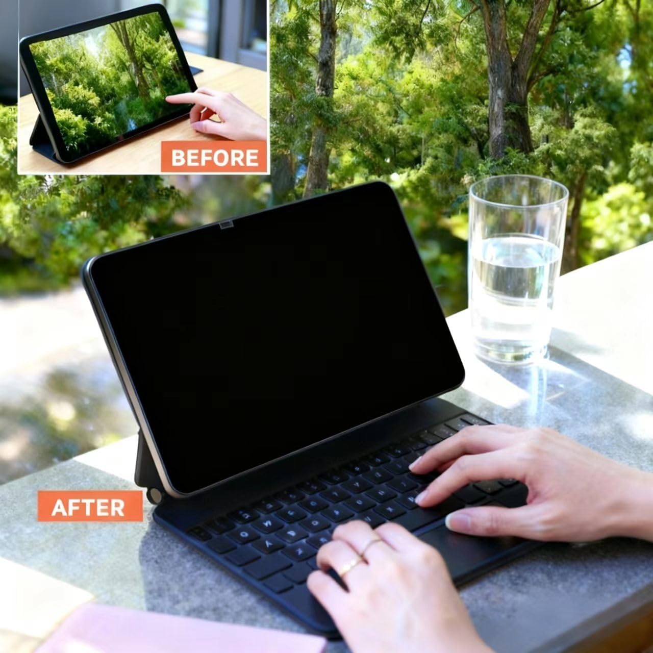 Magnetic Privacy Screen Protector for iPad Pro 11 Inch M4/M5 [2024/2025 6/5th Gen], Removable & Reusable Anti Glare Anti Blue Light Spy Filter image 2