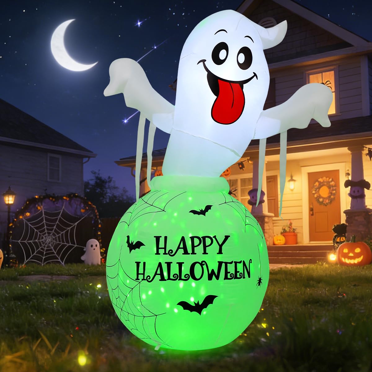 Fantôme gonflable Halloween 1m80 en bouteille avec lampes LED
