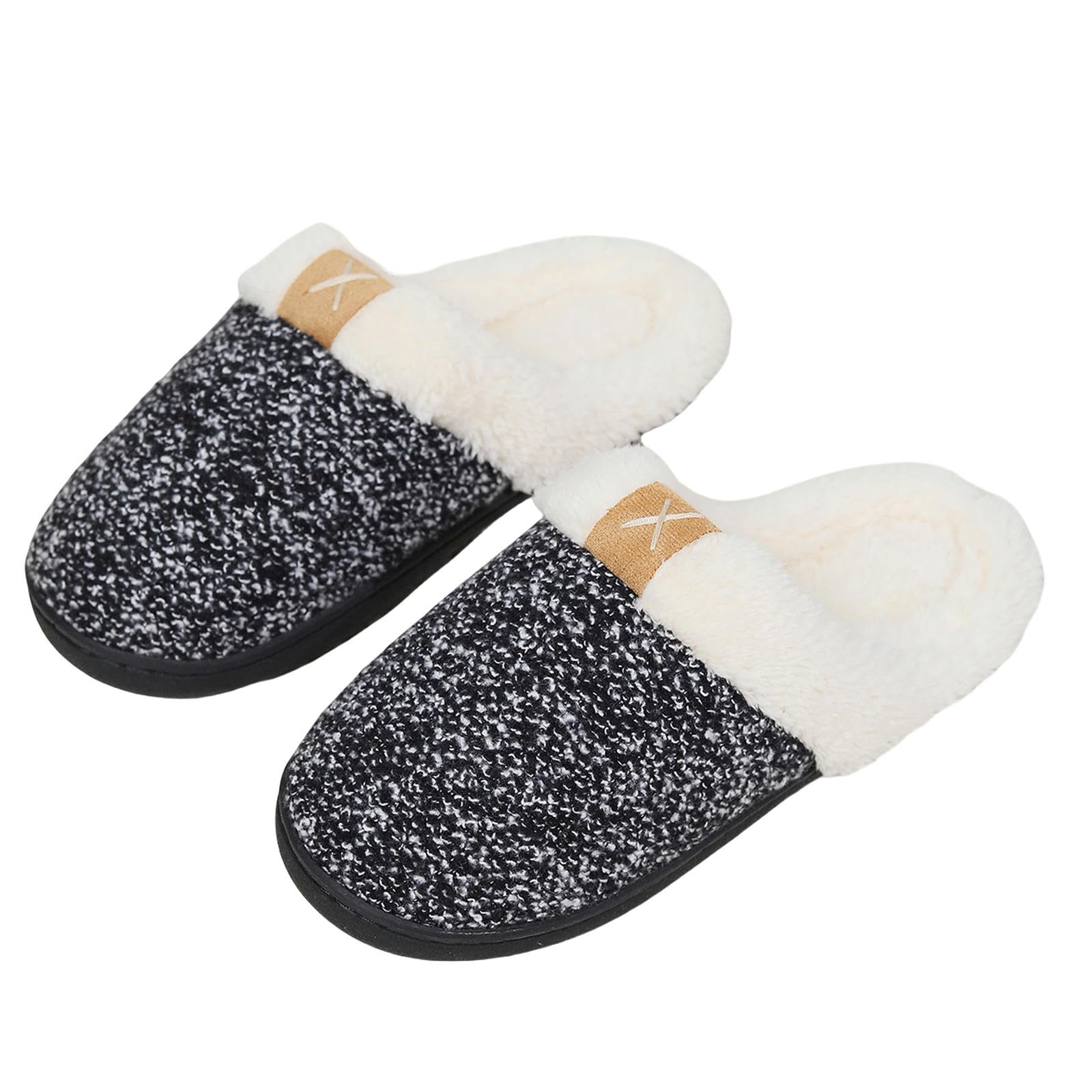 Pantofole Pantofole con Sola Spessa per Pannelli di Cotone Caldi E Non Slip Invernali con Pile Spessa-nero-40 41