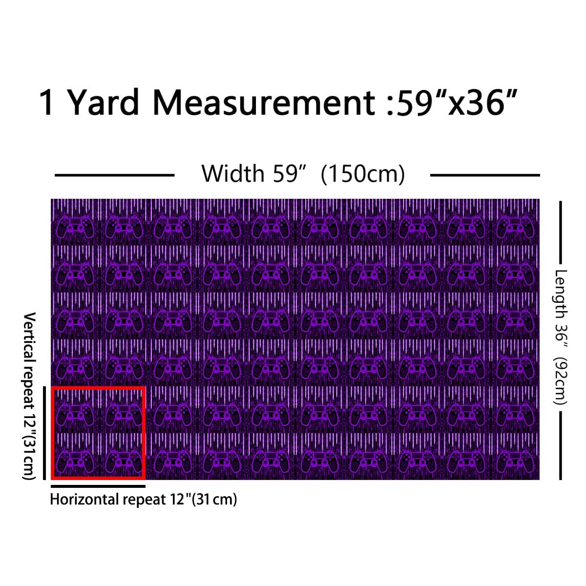 Homemissing The Yard Tessuto viola con videogiochi, tessuto per tappezzeria per sedie per bambini, tessuto per videogiochi, tessuto per la casa, progetti fai da te, morbido, 276 x 150 cm