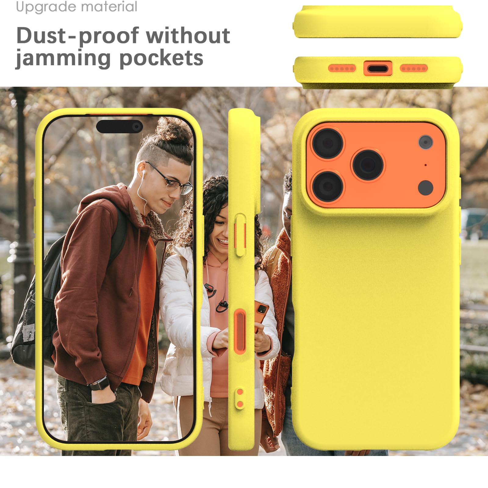 YATWIN Silicone Case for iPhone 17 Pro Max, Soft-Touch, Shockproof, DustProof, Antiskid Phone Cover for Apple iPhone 17 Pro Max - Yellow — Amazon image 7