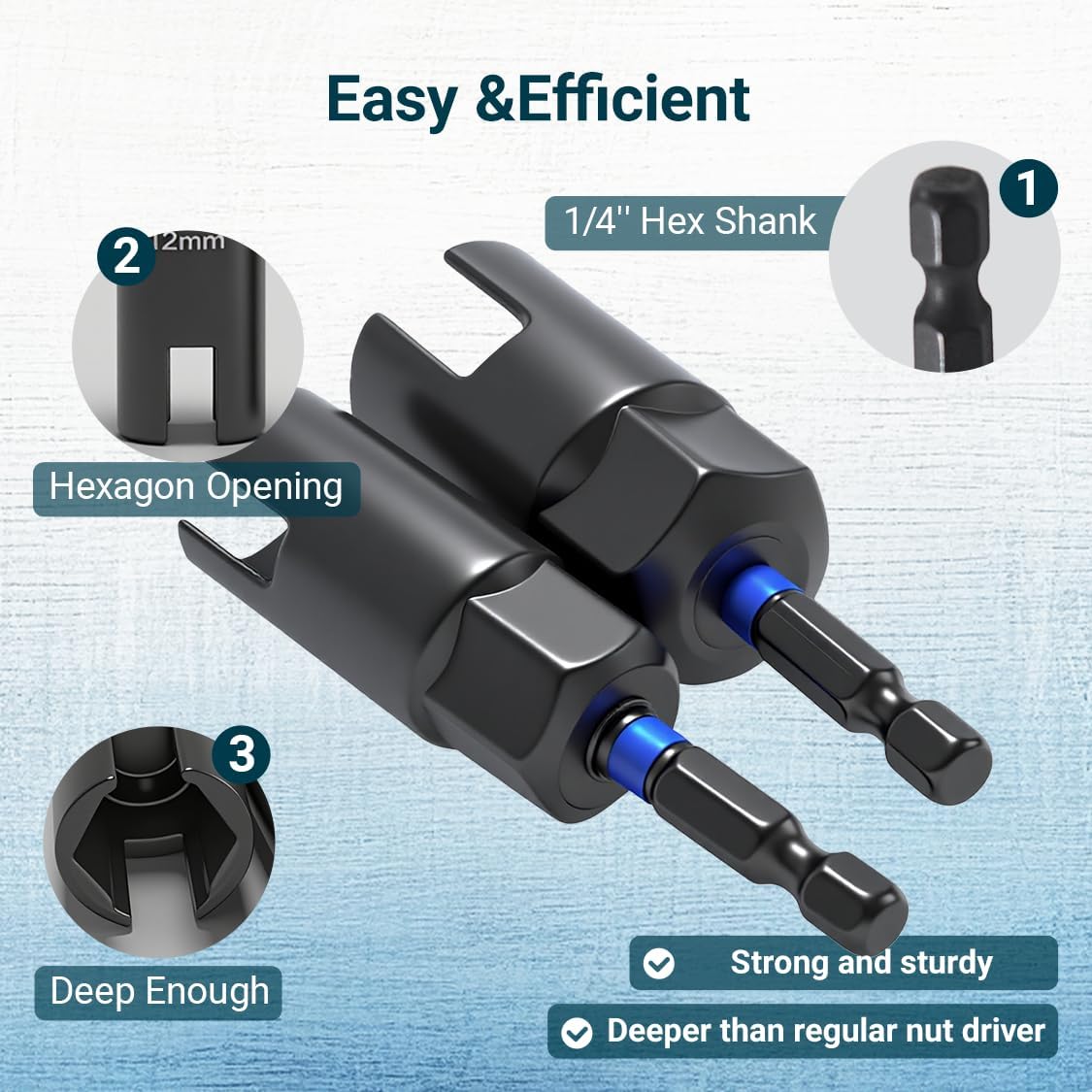 Wing Nut Driver Set -4 Pcs, Wing Nut Driver Bit, 9mm 12mm 15mm 18mm, 1/4” Hex Shank Wing Nut Driver Bit Set, Durable CR-V Steel, Wire Twisting
