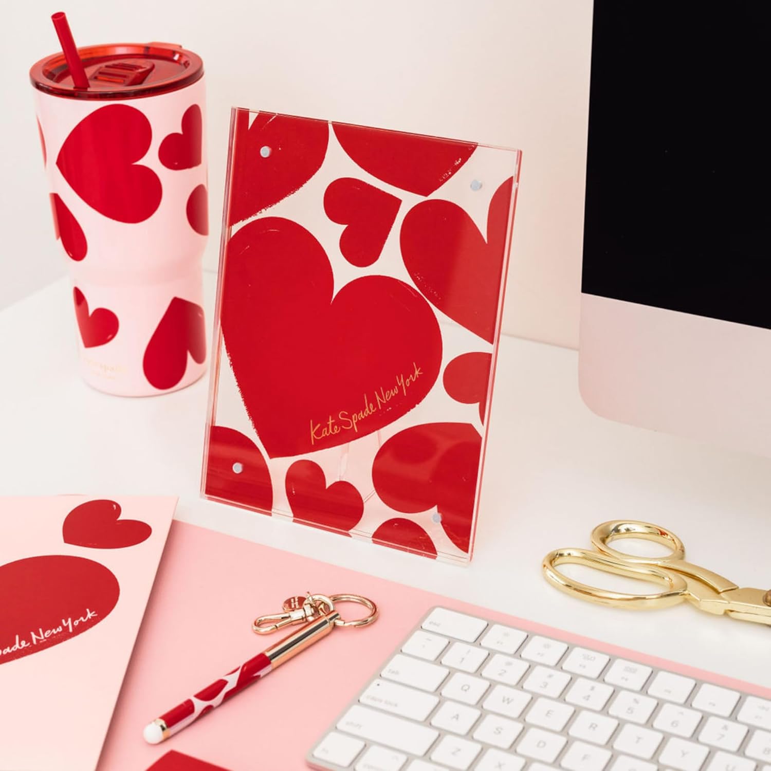 kate spade new york 20 Ounce Insulated Tumbler for Cold and Hot Drinks with Reusable Straw, Stainless Steel Travel Cup with Slide Top Lid (Sweet Hearts) - Image 6