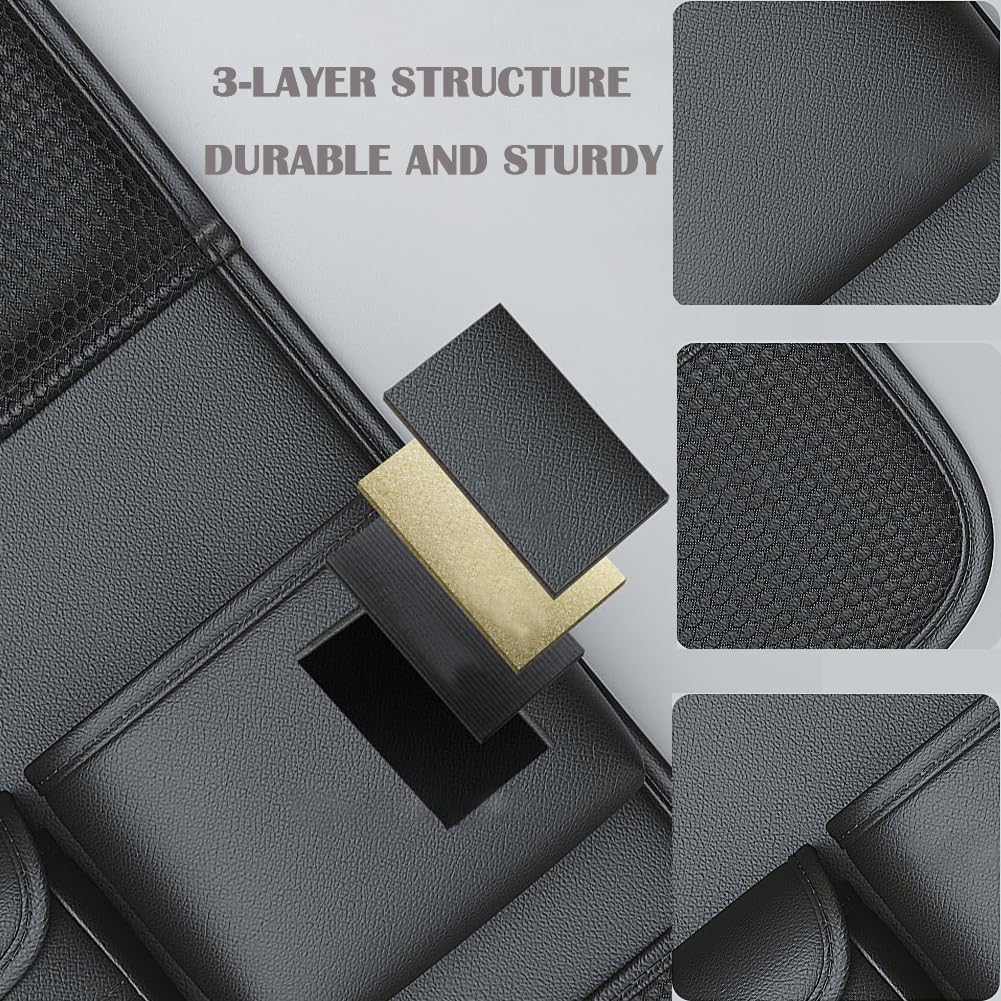 2 Pack Leather Car Backseat Organizer with Foldable Table Tray, Car Storage Organizer with Tablet Holder, Car Seat Back Protectors Kick MatsTravel Accessories