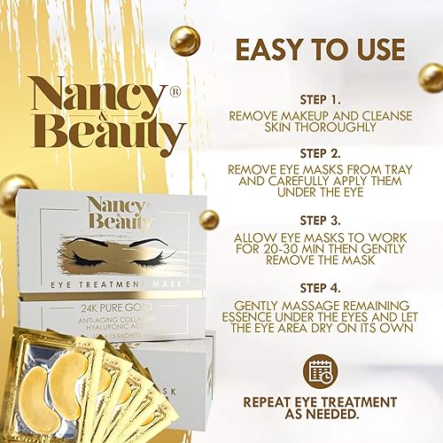 Miniatura 5 de Parches para debajo de los ojos, máscara de oro de 24 quilates, máscara de tratamiento para ojeras debajo de los ojos, tratamiento antiarrugas para