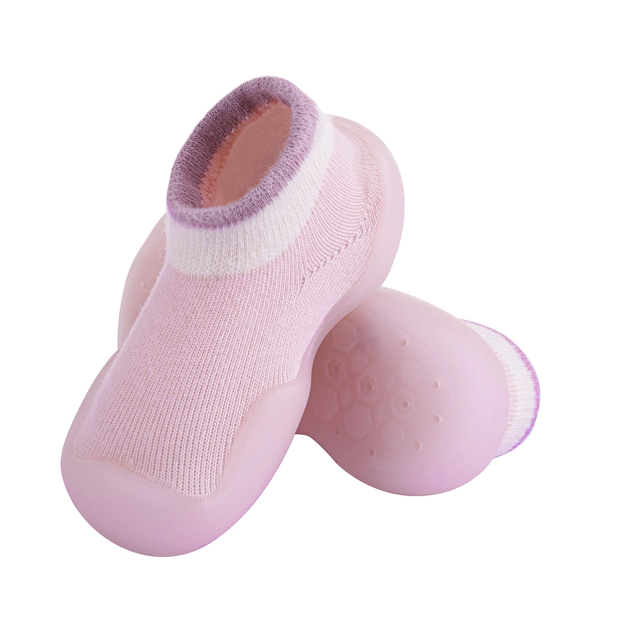 Baby Toddler Sock Shoes Non-Skid Slipper with Rubber Soft Sole Breathable Cotton Walking Shoes for Infant Girls Boys
