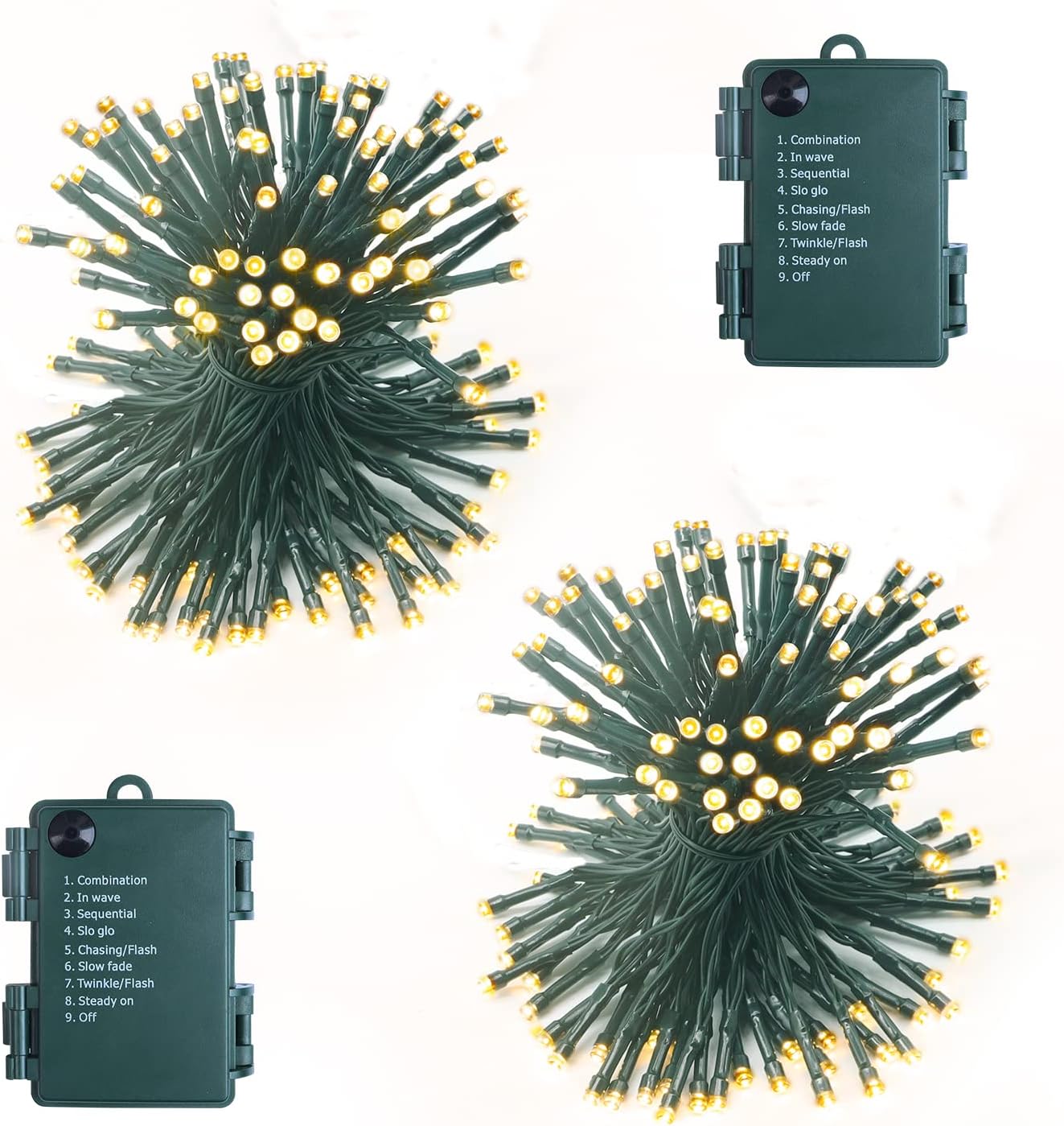 2 Pack Each 32.8ft 120 LED Battery Operated Christmas Tree