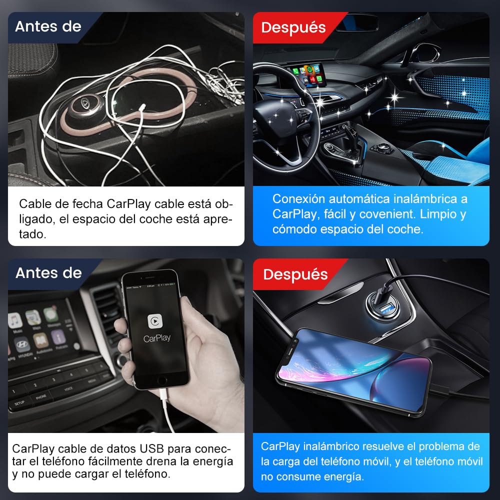 CarlinKit 4.0 Wireless CarPlay/Android Car Adapter do przewodowego samochodu carPlay, nowa aktualizacja, obsługiwana aktualizacja online, kompatybilna z Porsche/Mercedes/VW/KIA/Hyundai