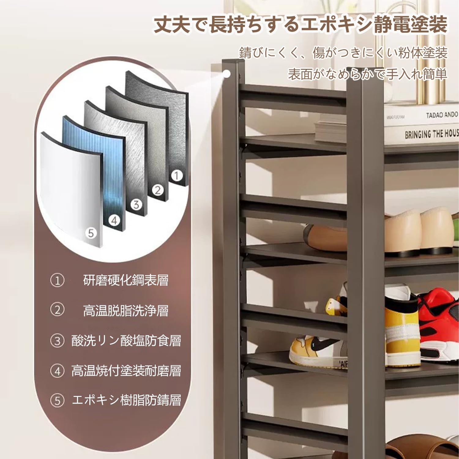 シューズラック 3段 完成品 メカニカルロック付き 奥行15.2cm Amazon｜yxcen-homeシューズラック スチールラック 高さ調整可 大容量