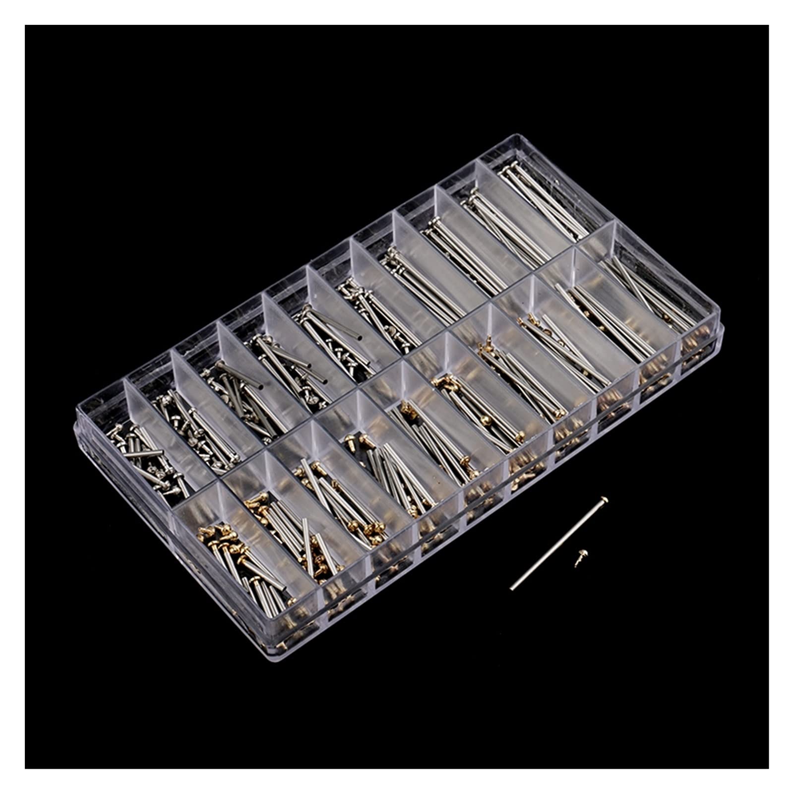1 Caja de Herramientas de reparación de Relojes, Kit de Tornillos para Correas de Reloj, Surtido de pasadores de fricción para Tubos, Correas, Pulseras, Remaches, Extremos de 10 mm a 28 m(