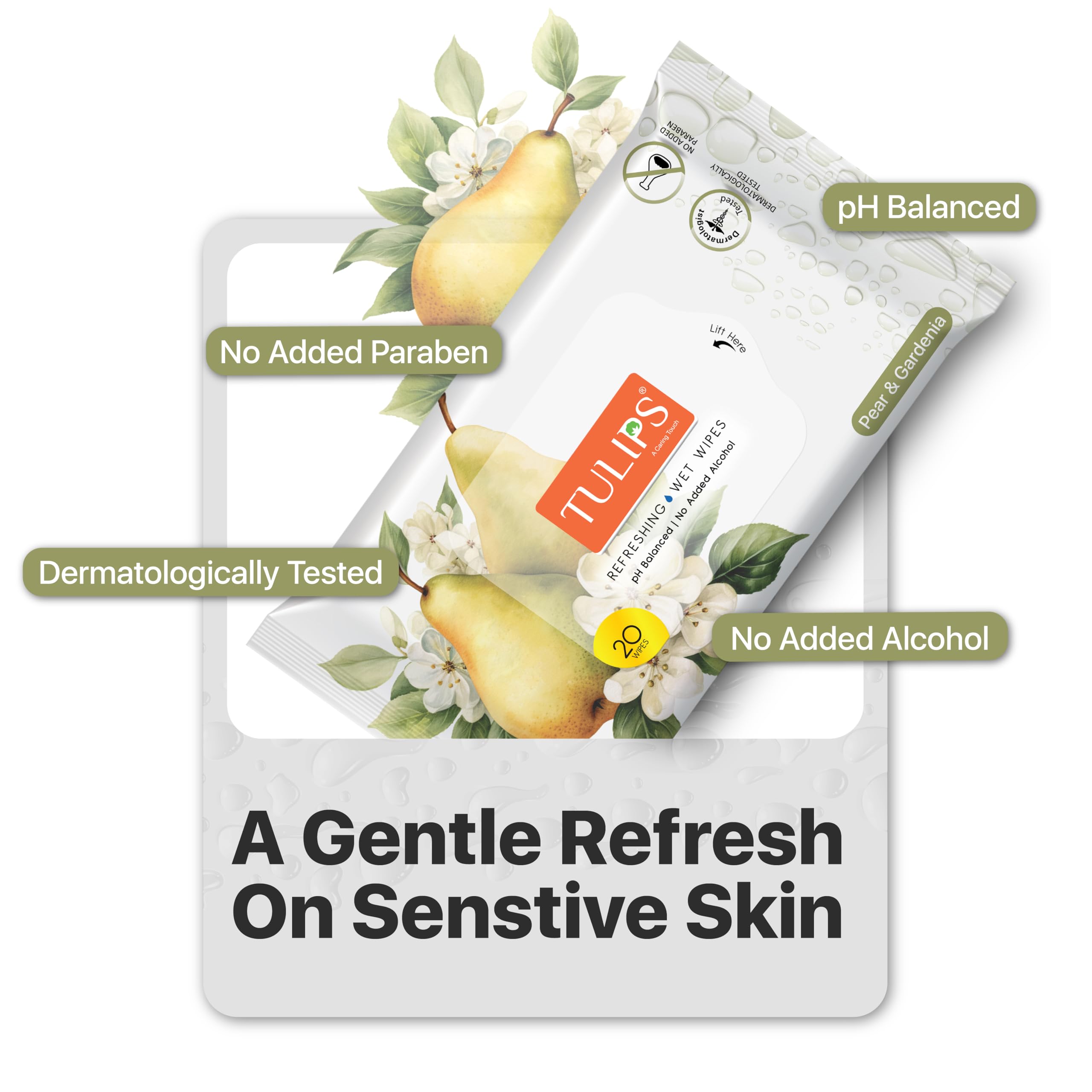 Tulips Refreshing Wet Wipes with 3 different fragrances, (3 Pack) Daily face cleansing wet wipes I Wet Tissue for face I Alcohol and Paraben free I For All skin type 2
