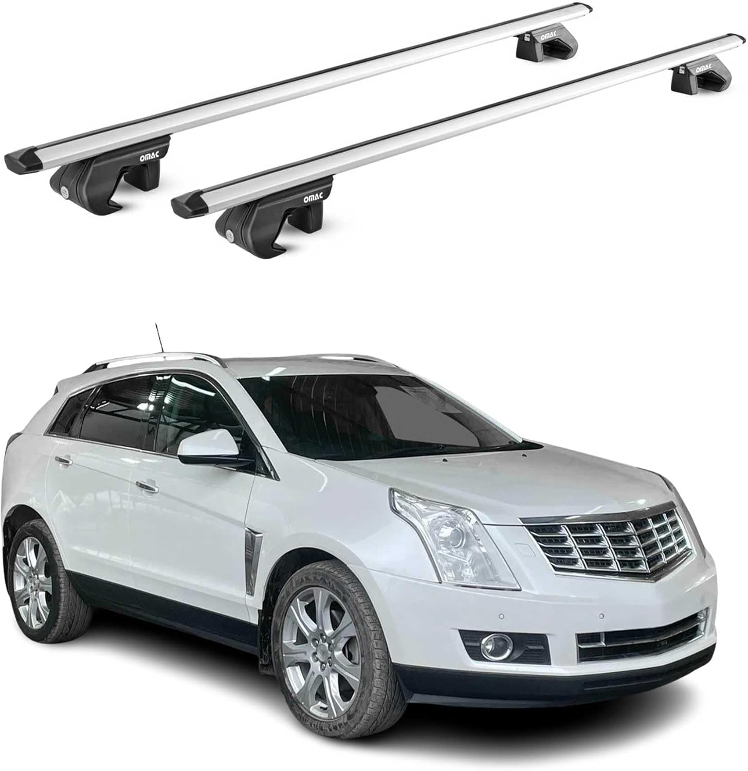 OMAC Roof Rack Cross Bars for Cadillac SRX (2010–2016) Lockable Aluminum 2-Pack