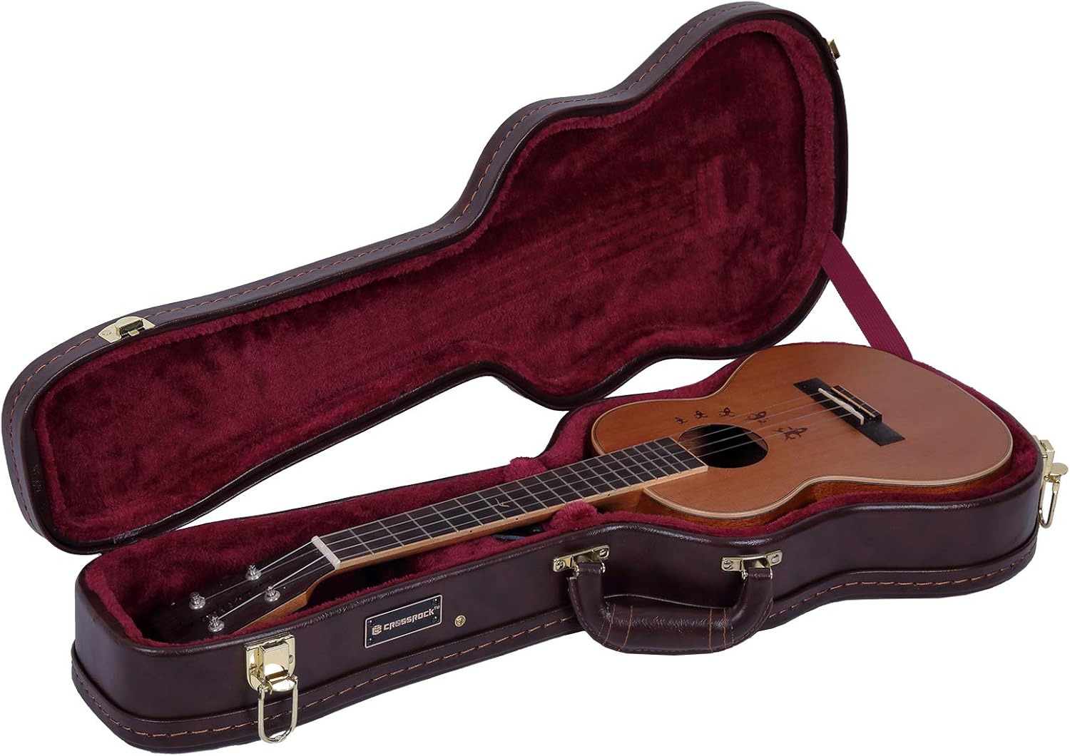 Crossrock Wooden Ukulele Case fits 23/24 in Concert Ukulele- Stainless Steel Latches, Sponge Lining, Storage Space-Vinyl Tweed (CRW600CUTW)