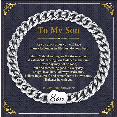 FLHEART Bracelets for Men Gifts Ideas, Stainless Steel Cuban Link Non Tarnish Br