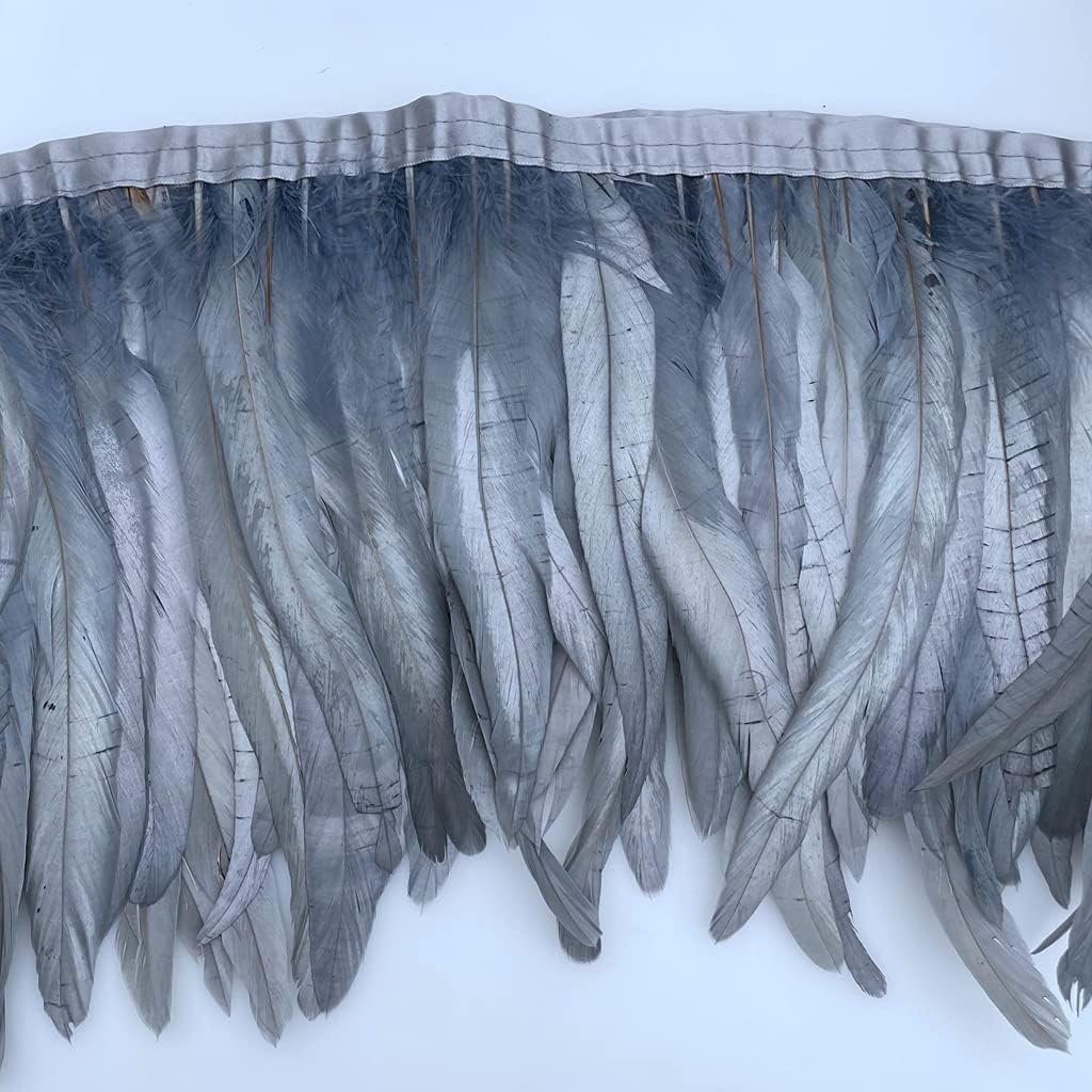 Raven Feathers Sowder Rooster Hackle Feather Fringe Trim 8-10inch In Width For DIY Sewing Craft Feather Trim For Sewing