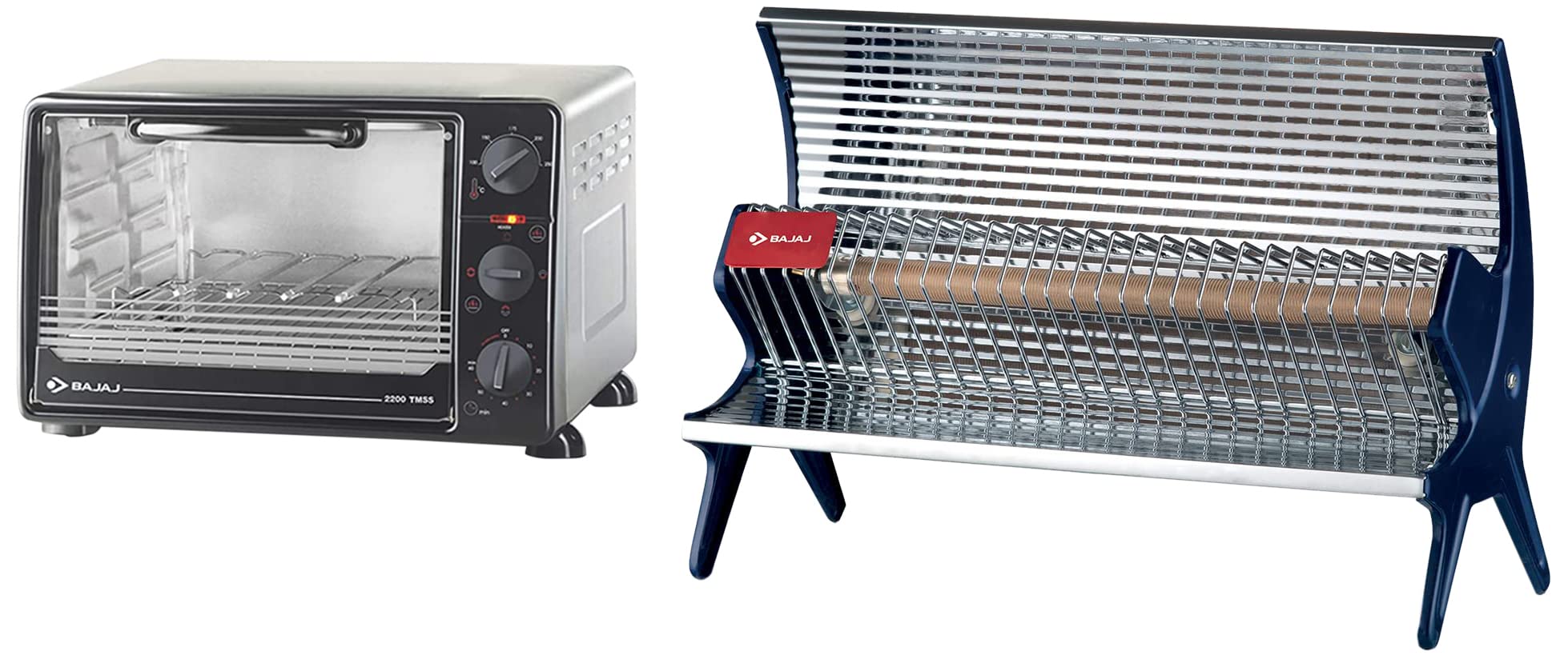 Bajaj 2200 TMSS 22-Litre OTG (Silver) u0026 Bajaj Flashy 1000 Watts Radiant  Room Heater (Steel) : Amazon.in: Home u0026 Kitchen