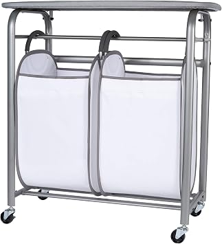 Neatfreak - Laundry Sorter with Ironing Board - 3-in-1 Laundry Basket, Ironing Station & Laundry Folding Table - 2 x Tote Hampers for Laundry, Towels & Bathroom Storage