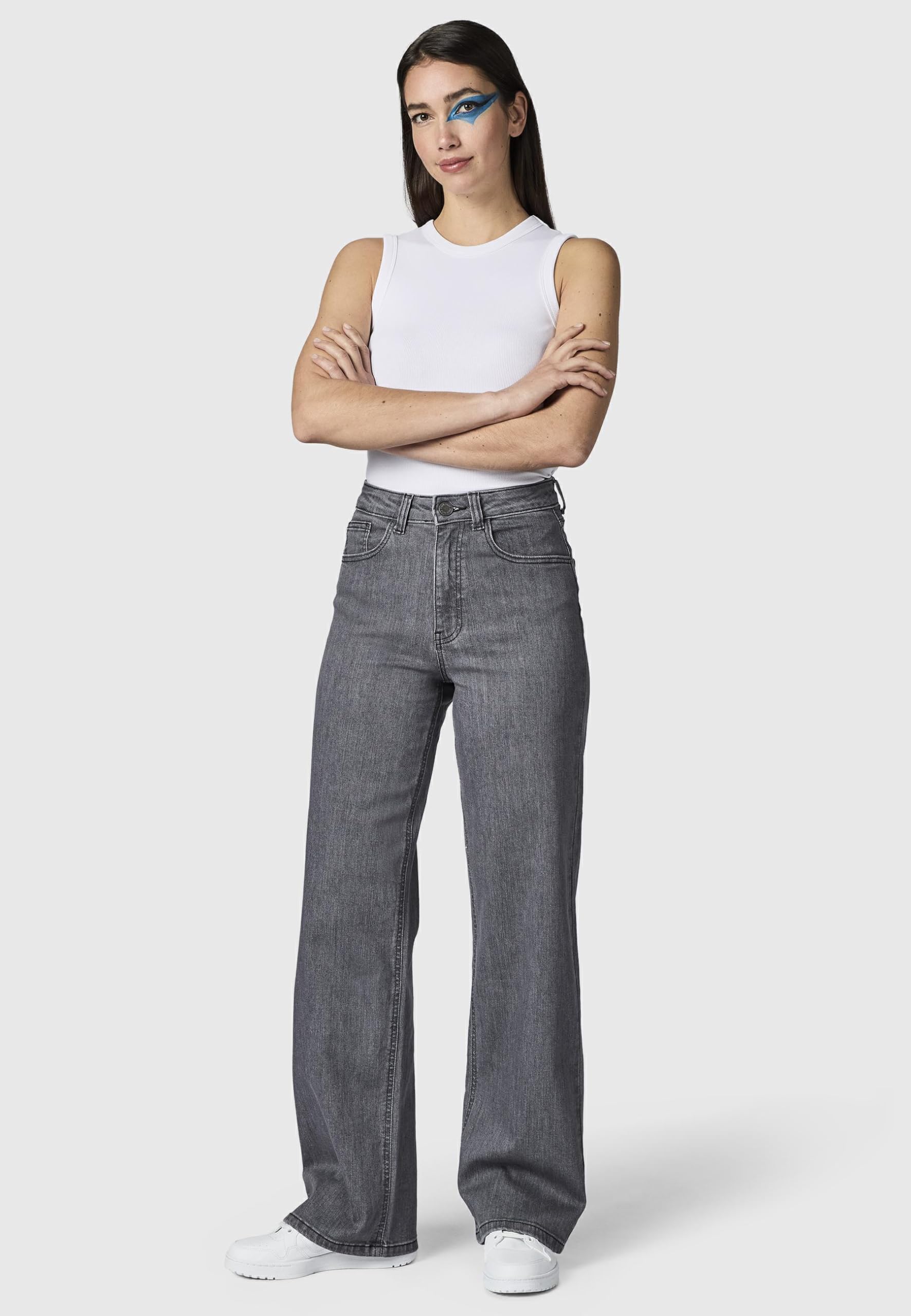 Peak Time Damen elastische Wide Leg Jeans High Waist 5-Pocket mit Bio-Baumwolle (GOTS Zertifiziert) Eklipsa